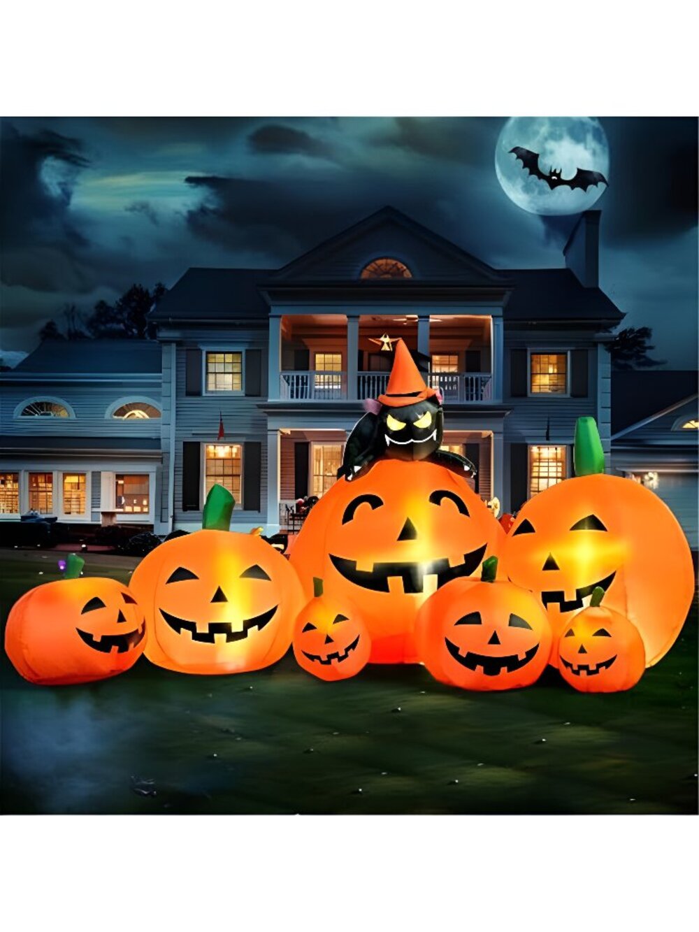 7 FT Long Halloween Inflatables Pumpkin Outdoor Decorations
